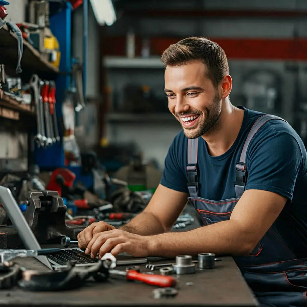 Glücklicher Handwerker aus Gelsenkirchen neue Webdesign-Seite